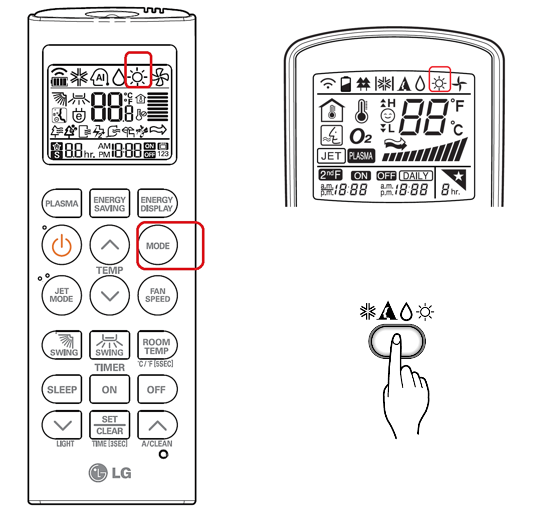 تنظیم حالت گرمایش کولر گازی ال جی