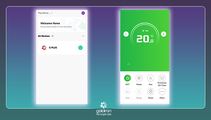 ایتم های قابل کنترل در وصل کردن کولر گازی جی پلاس به گوشی